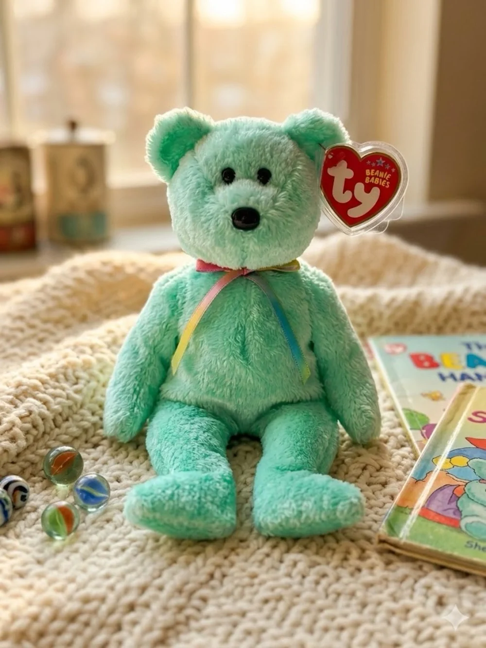 Ty Beanie Baby Sherbet Bear Green Plush 2001 Retired Collectible Stuffed Animal